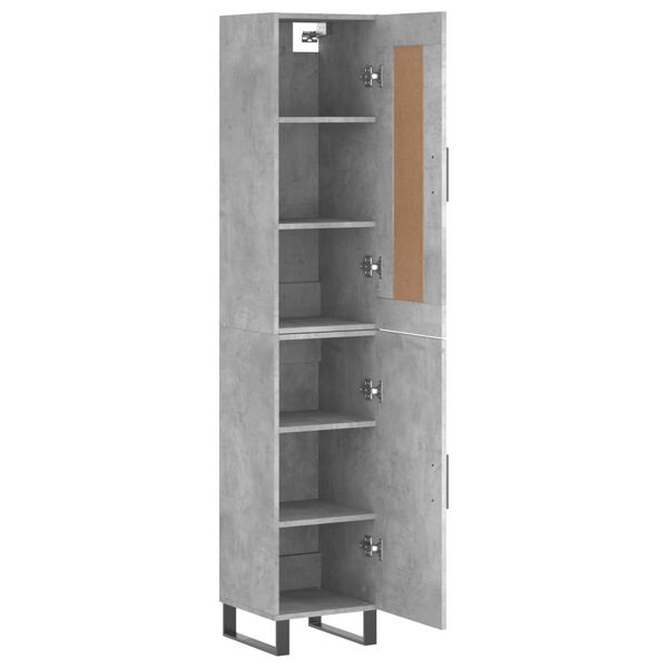 vidaXL Highboard betonggrå 34,5x34x180 cm konstruert tre
