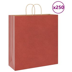 vidaXL Papirposer 250 stk med h&aring;ndtak r&oslash;d 45x17x48 cm