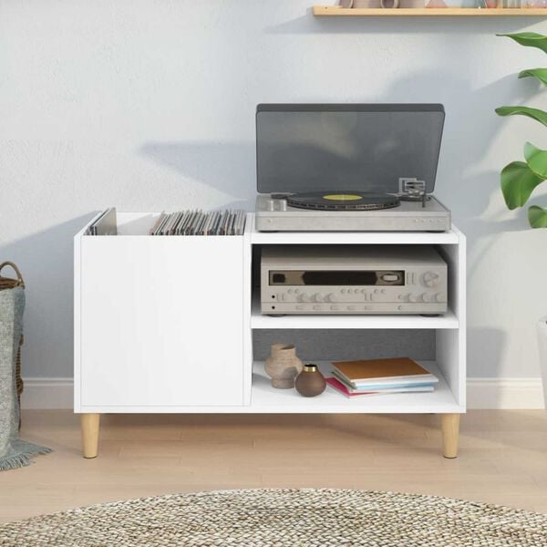 vidaXL Hifi-benk hvit 84,5x38x48 cm konstruert tre