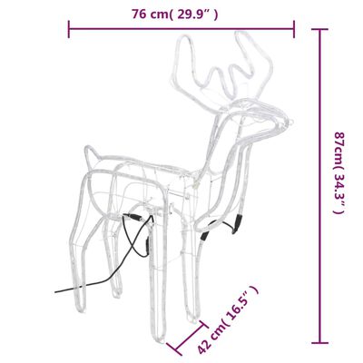 vidaXL Julereinsdyrfigur bevegelig hode varmhvit 76x42x87 cm