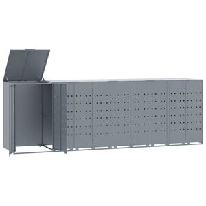 vidaXL S&oslash;ppeldunkskur for 5 dunker gr&aring; 345x79x117 cm st&aring;l