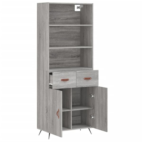 vidaXL Highboard grå sonoma 69,5x34x180 cm konstruert tre