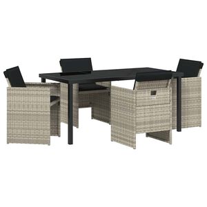 vidaXL Hage Spisegruppe 5 pcs Lysegr&aring; polyrotting