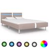 vidaXL Sengeramme med LED uten Madrass Cappuccino 135x190 cm