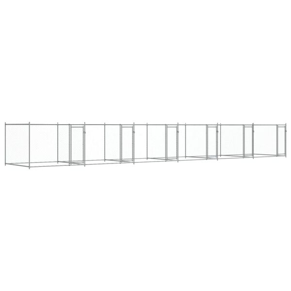 vidaXL Hundebur med dører grå 12x2x1,5 m galvanisert stål