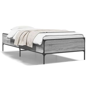 vidaXL Sengeramme gr&aring; sonoma 100x200 cm konstruert tre og metall