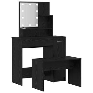 vidaXL LED Sminkebordsett 2 stk. Svart Eik 86,5 x 35 x 136 cm