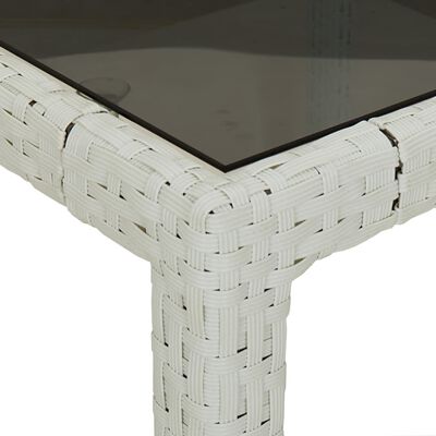 vidaXL Hagebord hvit 250x100x75 cm polyrotting og herdet glass