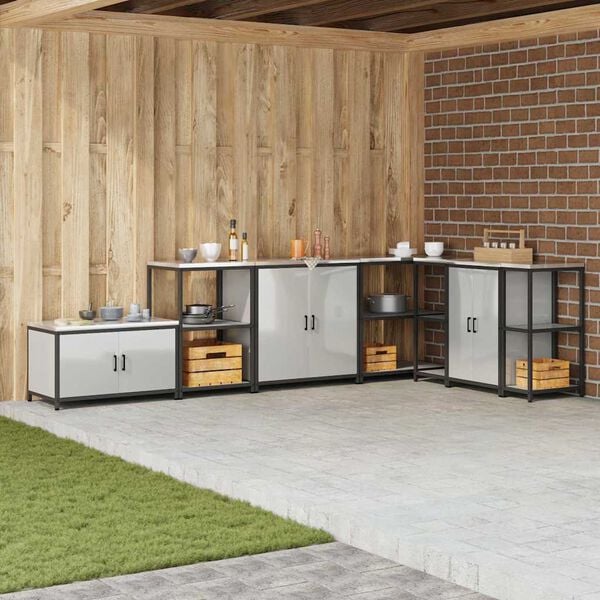 vidaXL Kj&oslash;kkenoppbevaring med hylle med d&oslash;r s&oslash;lv 60 x 50 x 92 cm St&aring;l