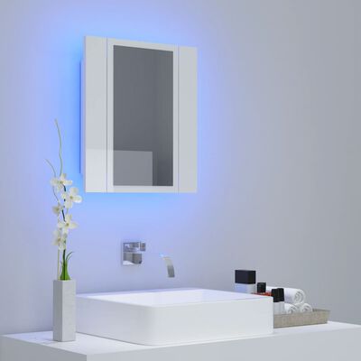 vidaXL LED-speilskap til baderom høyglans hvit 40x12x45 cm akryl