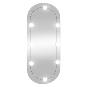 vidaXL Veggspeil med LED-lys 35x80 cm glass oval