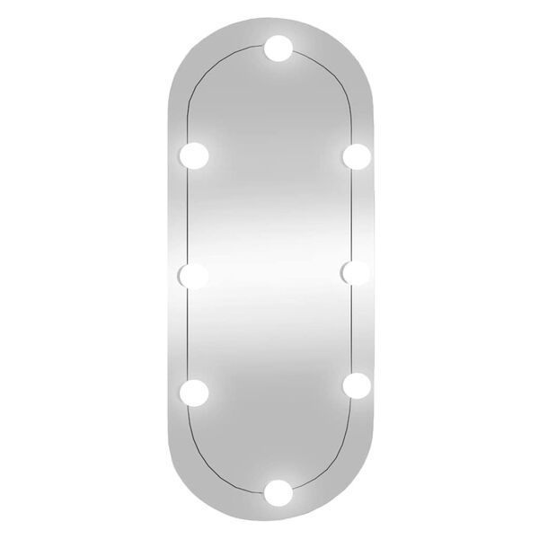 vidaXL Veggspeil med LED-lys 35x80 cm glass oval