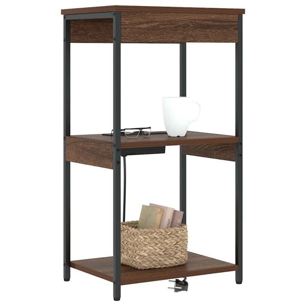 vidaXL Nattbordskap med hylle Brun Eik 41 x 31 x 76 cm Konstruert tre