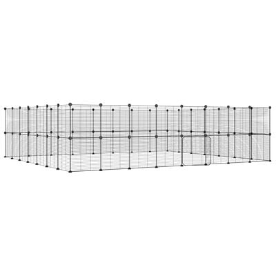vidaXL Dyrebur 60 paneler med dør svart 35x35 cm stål