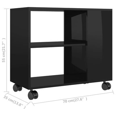 vidaXL Sidebord høyglans svart 70x35x55 cm konstruert tre