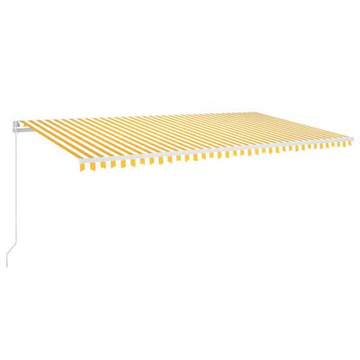 vidaXL Manuell uttrekkbar markise med LED 600x350 cm gul og hvit