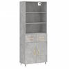 vidaXL Highboard betonggr&aring; 69,5x34x180 cm konstruert tre