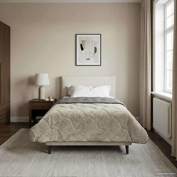 vidaXL Full &aring;r dyne Lysegr&aring; 155 x 200 cm Mikrofiber og Teddy fleece