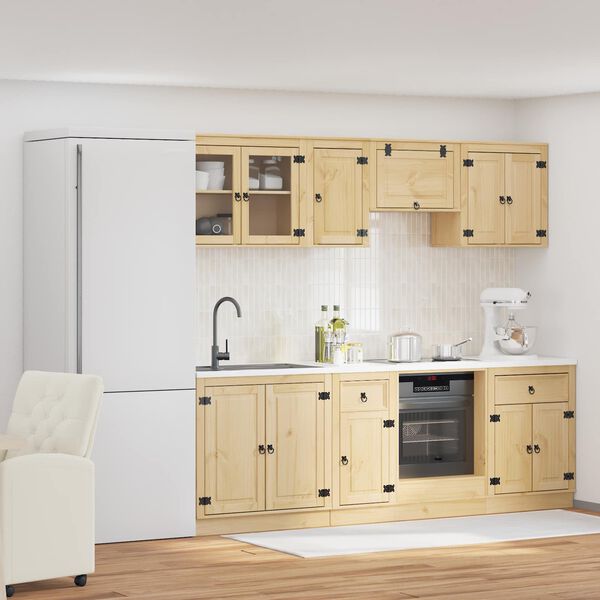 vidaXL Kabinett med skuff med hylle SKI 8 pcs HonningBrun Massiv furu