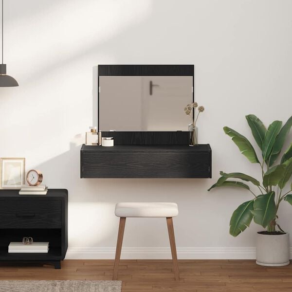 vidaXL Sminkebord med skuff Svart 83 x 40 x 70 cm Konstruert tre