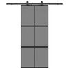 vidaXL Skyvedør med monteringssett svart 90x205 cm herdet glass