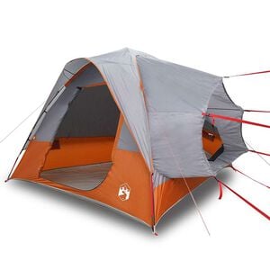 vidaXL Campingtelt 4 personer gr&aring; og oransje vanntett