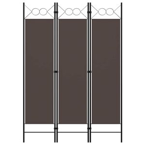vidaXL Romdeler 3 paneler brun 120x180 cm