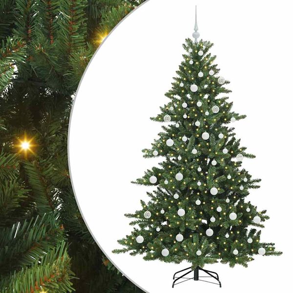 vidaXL Kunstig sammensatt juletre med 300 LED gr&oslash;nn 180 cm PVC og st&aring;l