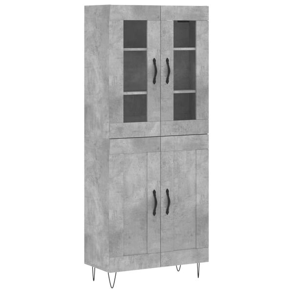 vidaXL Highboard betonggr&aring; 69,5x34x180 cm konstruert tre