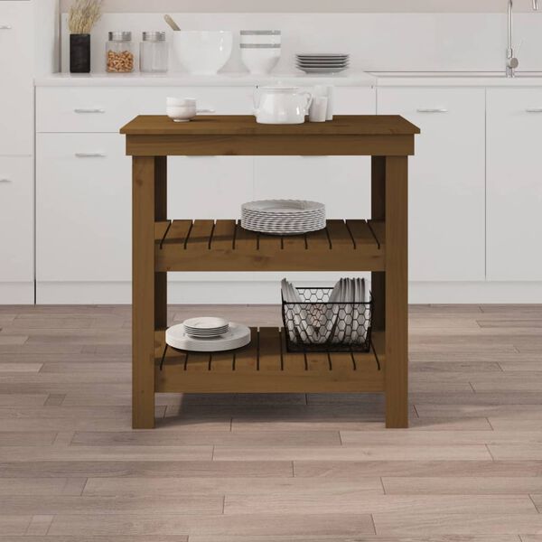 vidaXL Arbeidsbenk honningbrun 78,5x50x80 cm heltre furu