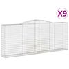 vidaXL Gabionkurver buede 9 stk 400x50x160/180 cm galvanisert jern