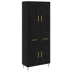 vidaXL H&oslash;yskap Svart Eik 69,5 x 34 x 180 cm Konstruert tre