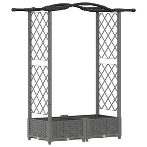 vidaXL Hevet Bed med Trellis og Tak Lysegr&aring; 124 x 40 x 123 cm PP