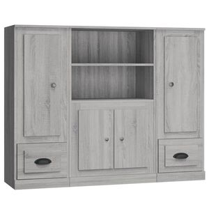 vidaXL Highboards 3 stk gr&aring; sonoma konstruert tre