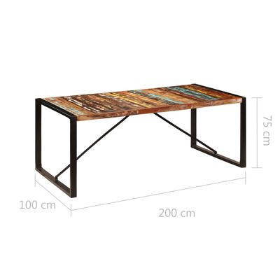vidaXL Spisebord 200x100x75 cm gjenvunnet heltre