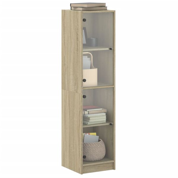 vidaXL Highboard med glassdører sonoma eik 35x37x142 cm