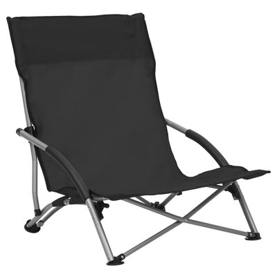 vidaXL Sammenleggbare strandstoler 2 stk svart stoff