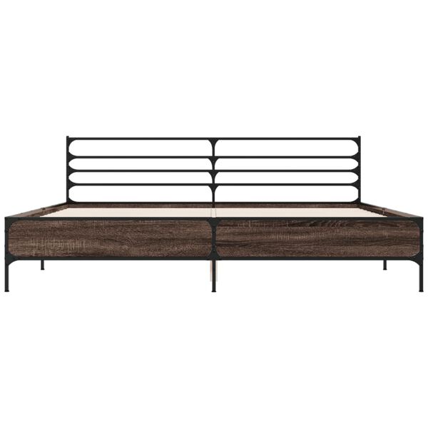 vidaXL Sengeramme brun eik 200x200 cm konstruert tre og metall