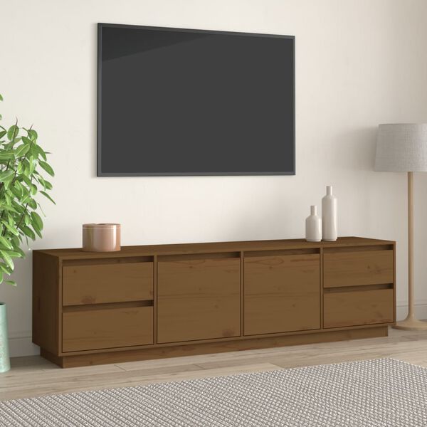 vidaXL TV-benk honningbrun 176x37x47,5 cm heltre furu