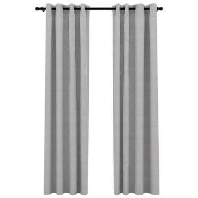 vidaXL Lystette gardiner med maljer og lin-design 2 stk grå 140x245 cm