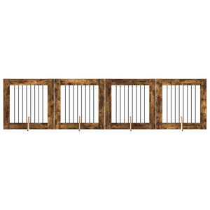 vidaXL Hundegate med stender 4 pcs R&oslash;kt Eik 80 x 80 cm Konstruert tre
