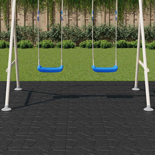 vidaXL Stepping Stone 6 pcs Svart 40,5 x 40,5 x 2 cm Gummi