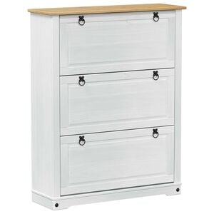 vidaXL Sko Skap med skuff Corona Hvit 99 x 32 x 122 cm Massiv furu