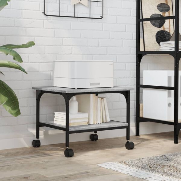 vidaXL Skriverbord 2 hyller gr&aring; sonoma 50x40x38 cm konstruert tre