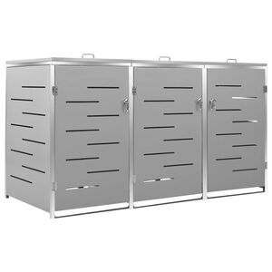 vidaXL S&oslash;ppeldunkskur trippelt 207x77,5x115 cm rustfritt st&aring;l