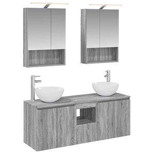 vidaXL Baderomsskapsett 5 pcs Gr&aring; Sonoma 50 x 14,5 x 70 cm