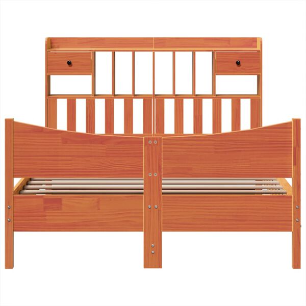 vidaXL Sengeramme uten madrass voksbrun 140x190 cm heltre furu