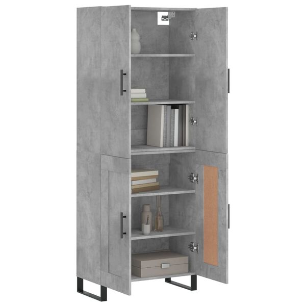 vidaXL Highboard betonggr&aring; 69,5x34x180 cm konstruert tre