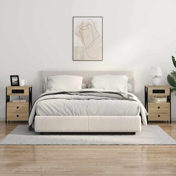 vidaXL Nattbordskap 2 pcs Sonoma eik 40 x 31 x 60 cm Konstruert tre