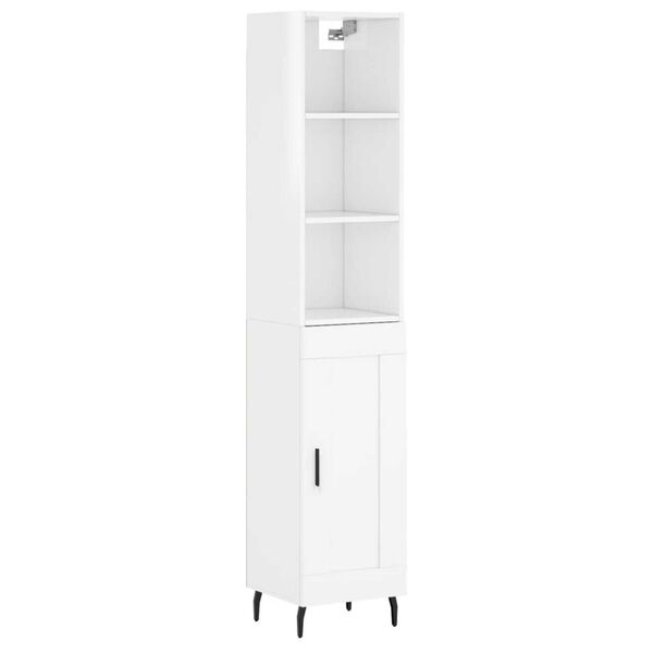vidaXL Highboard h&oslash;yglans hvit 34,5x34x180 cm konstruert tre